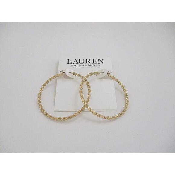 Ralph Lauren Jewelry - Ralph Lauren 42mm Gold Rope Hinged Hoop Earrings